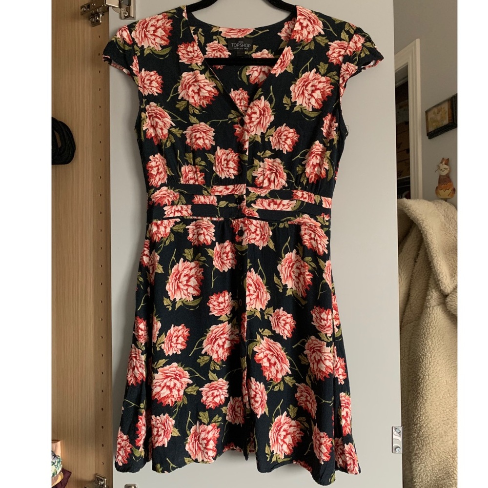TOPSHOP Button up floral dress - Picture 1 of 1